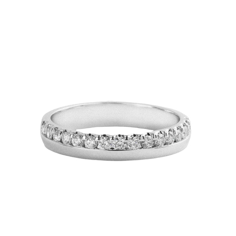 0.30ct Off-Set Natural Diamond Wedding Band In 18ct White Gold