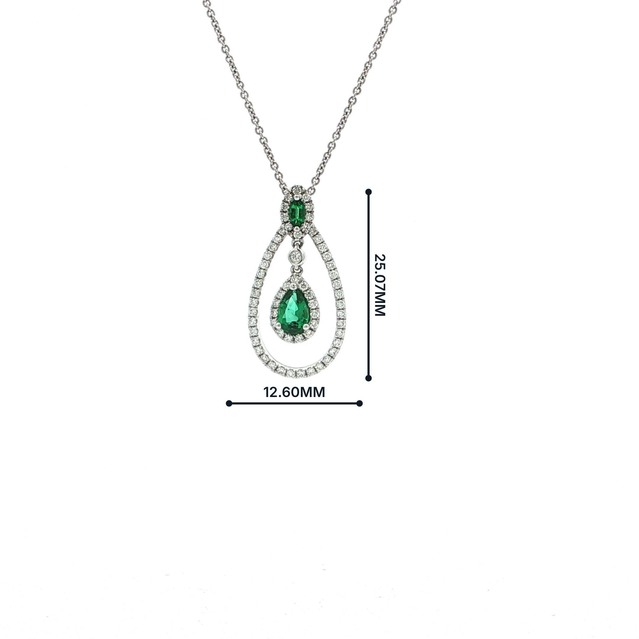 E0.67ct D0.38ct Emerald And Natural Diamond Drop Pendant Set In 18ct White Gold