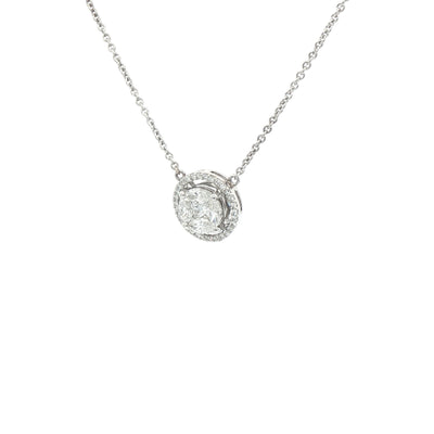 1.00ct Natural DiamondInvisible Set Halo Pendant in 18ct White Gold