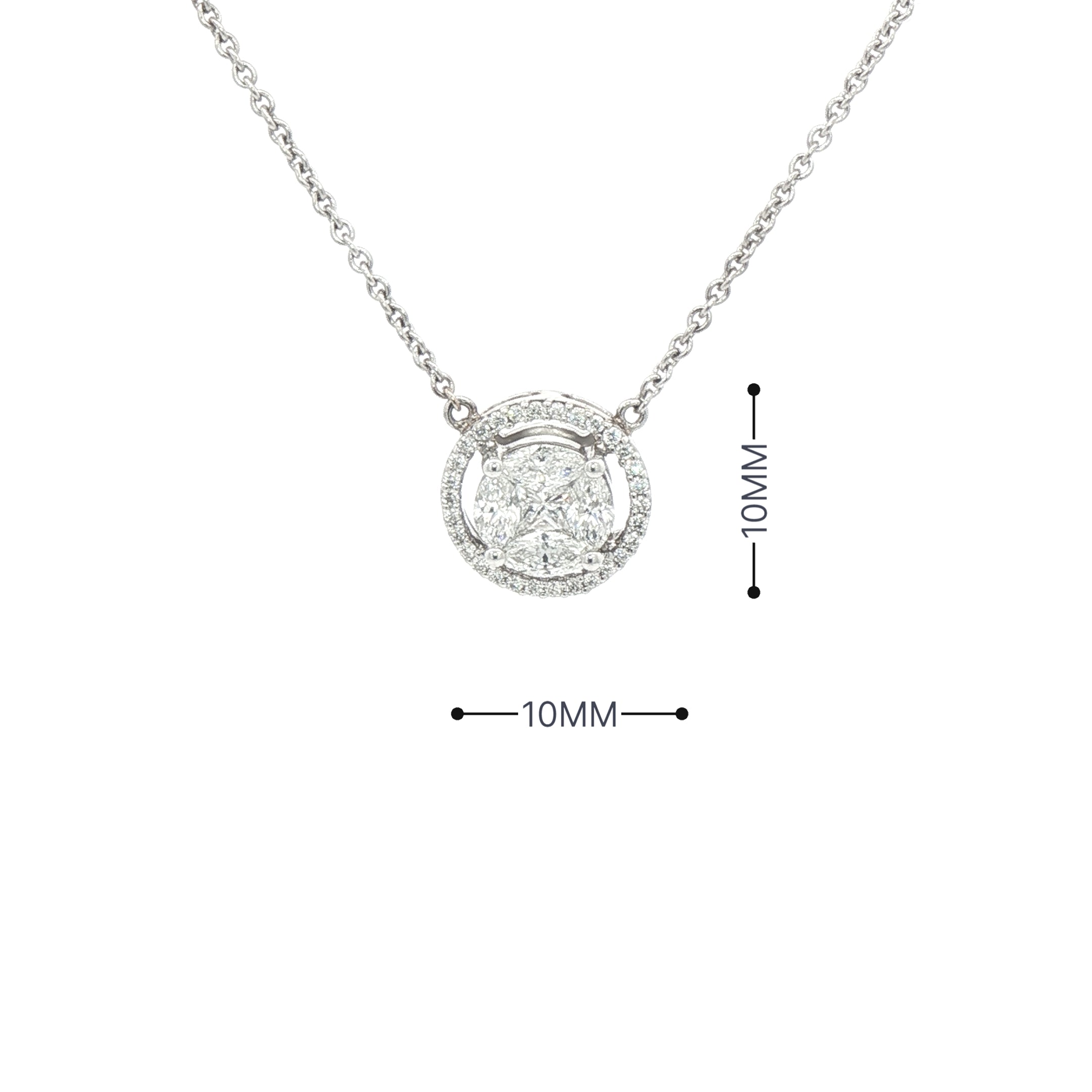 1.00ct Natural DiamondInvisible Set Halo Pendant in 18ct White Gold