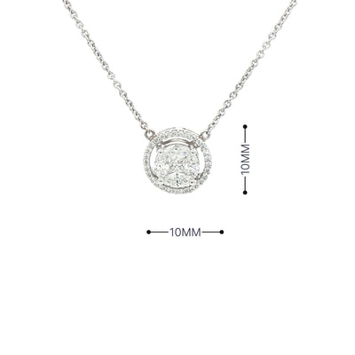 1.00ct Natural DiamondInvisible Set Halo Pendant in 18ct White Gold