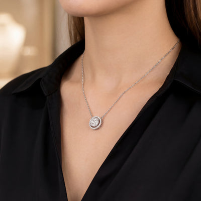 1.00ct Natural DiamondInvisible Set Halo Pendant in 18ct White Gold