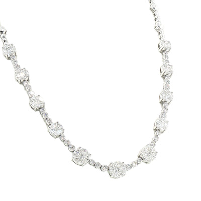 2.80ct F vs Natural Multi Stone Diamond Set Cluster Necklet in 18ct White Gold
