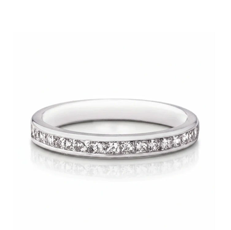 0.50ct 2mm Princess Cut Natural Diamond Wedding Band In 18ct White Gold