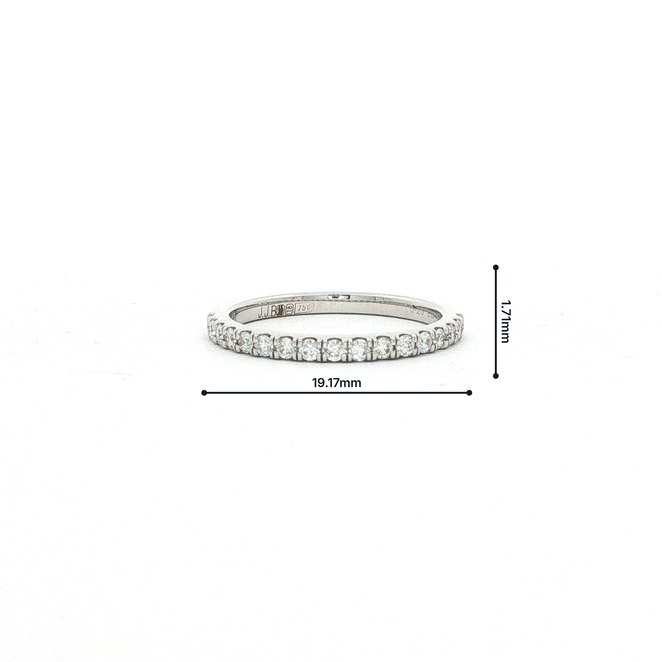 0.20ct Fvs 1.7mm Castel Set Natural Diamond Wedding Band In 18ct White Gold