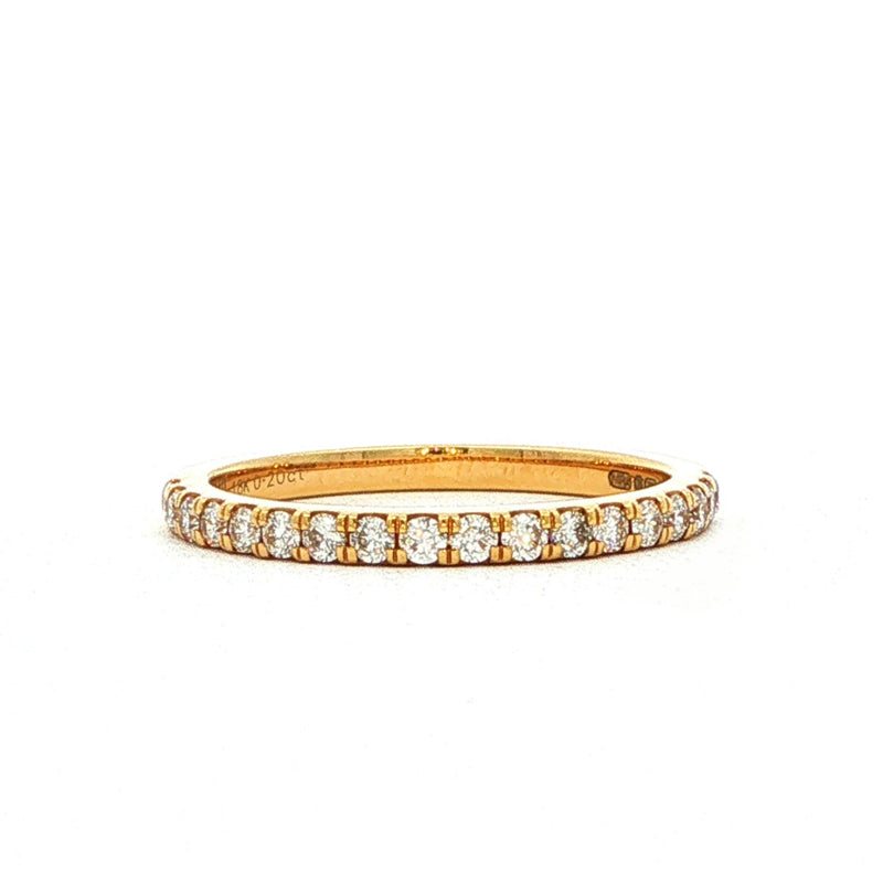 0.20ct Fvs 1.7mm Brilliant Castelle Set Natural Diamond Wedding Band In 18ct Yellow Gold