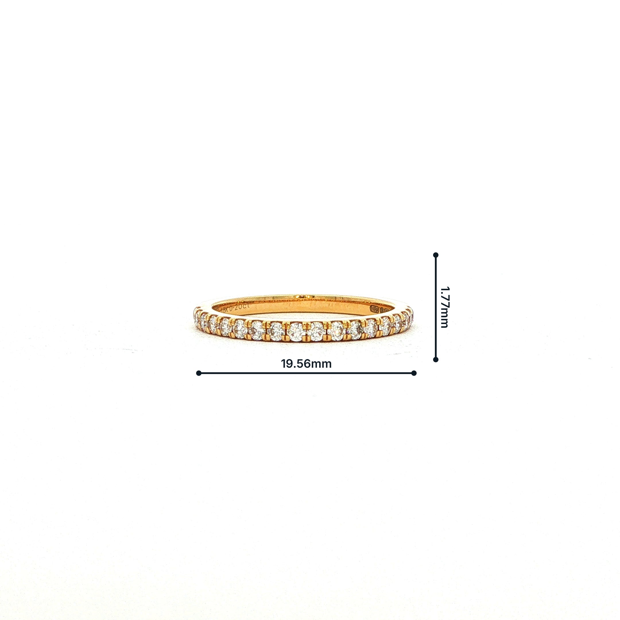 0.20ct Fvs 1.7mm Brilliant Castelle Set Natural Diamond Wedding Band In 18ct Yellow Gold