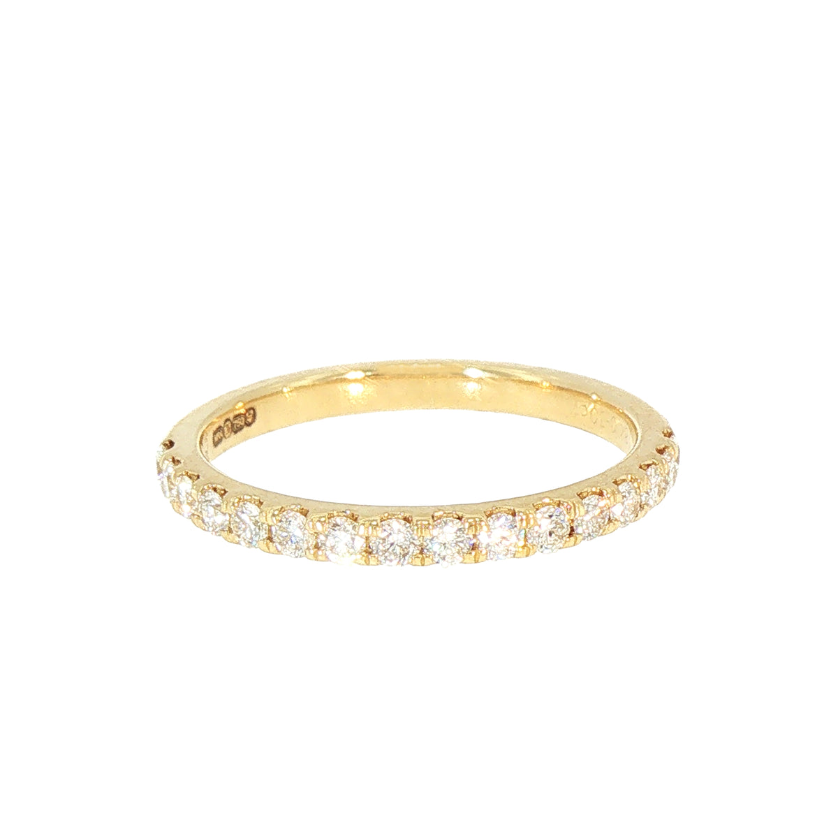 0.30ct Fvs 2mm Brilliant Castelle Set Natural Diamond Wedding Band In 18ct Yellow Gold