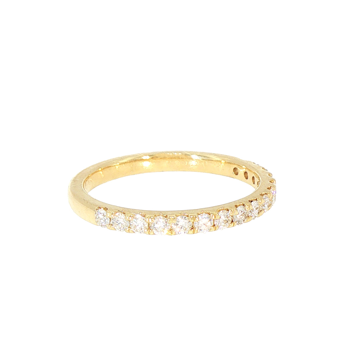 0.30ct Fvs 2mm Brilliant Castelle Set Natural Diamond Wedding Band In 18ct Yellow Gold
