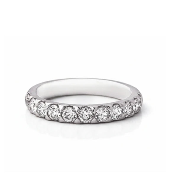 0.75ct Fvs 3mm Natural Diamond Wedding Band 18ct White Gold