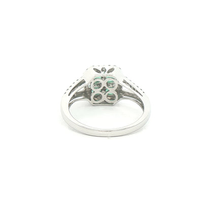 0.60ct Emerald and 0.45ct Diamond Dress Ring with Split Diamond Band
