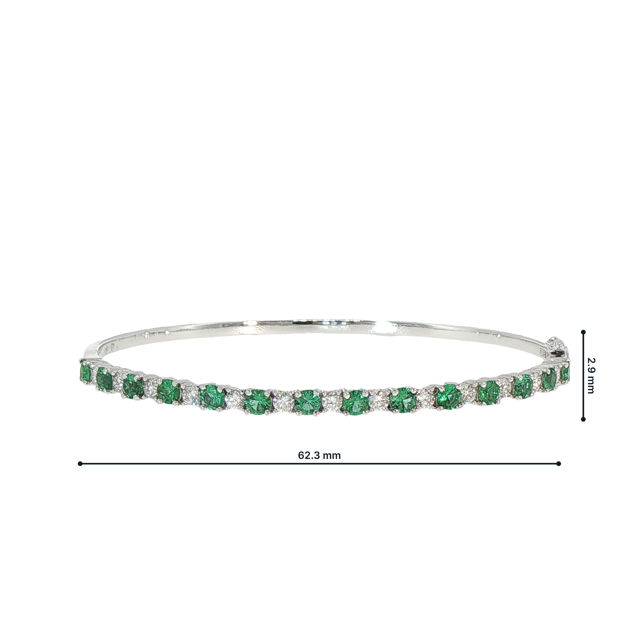 18ct White Gold Emerald and Natural Diamond Bangle