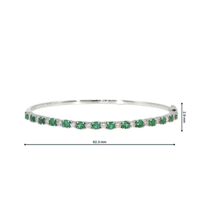18ct White Gold Emerald and Natural Diamond Bangle
