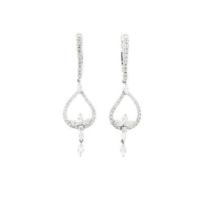 1.34ct Natural Diamond Fancy Marquise Drop Earrings in 18ct White Gold