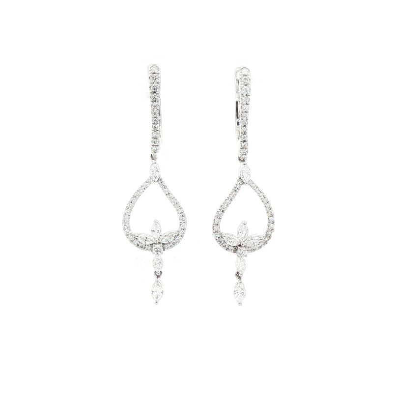 1.34ct Natural Diamond Fancy Marquise Drop Earrings in 18ct White Gold