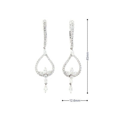 1.34ct Natural Diamond Fancy Marquise Drop Earrings in 18ct White Gold