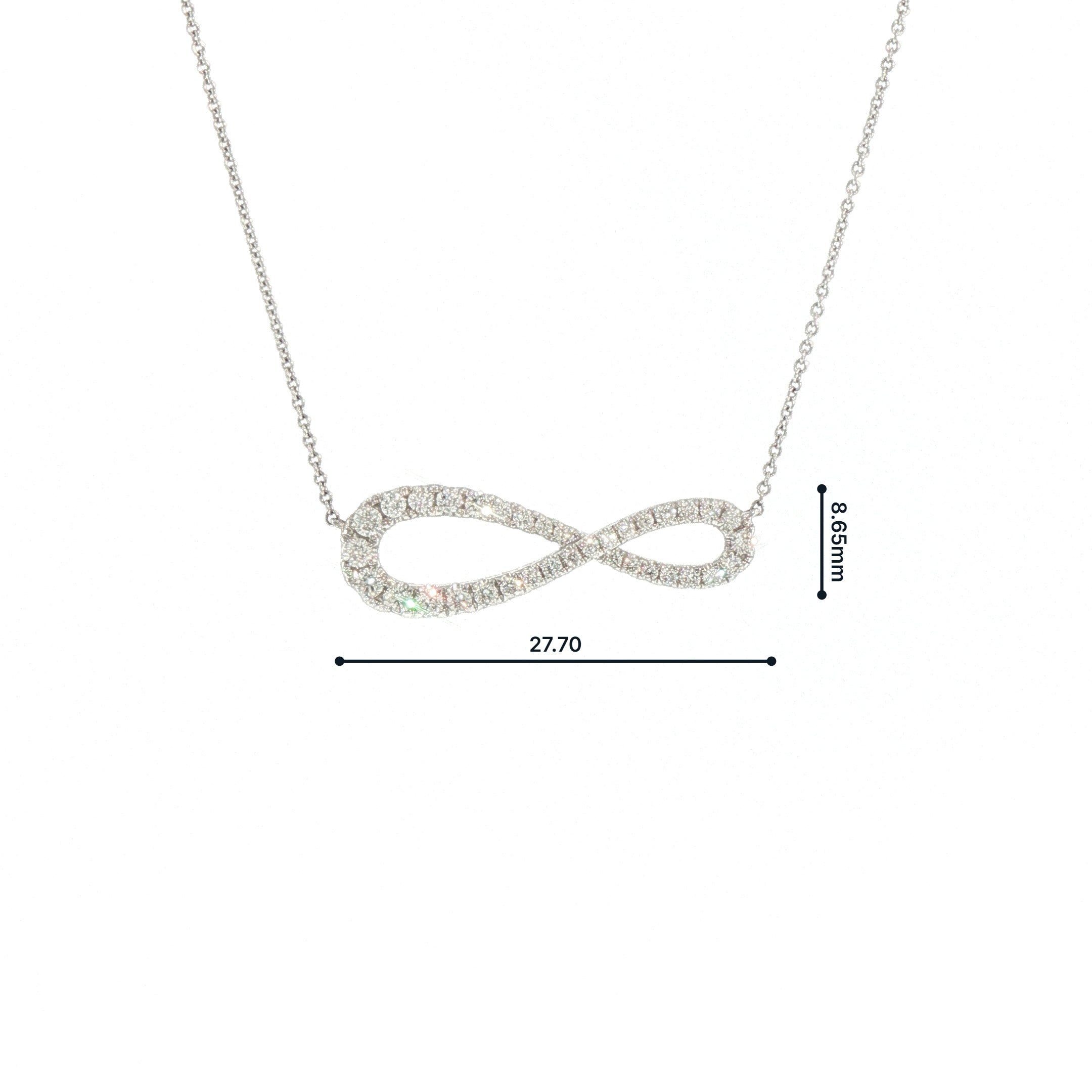 0.48ct Natural Diamond Infinity Necklace in 18ct White Gold