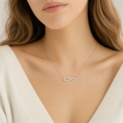 0.48ct Natural Diamond Infinity Necklace in 18ct White Gold