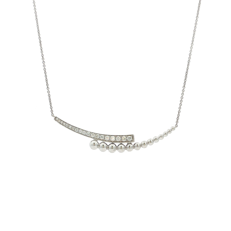 Double Beaded Crescent Natural Diamond Pendant in 18ct White Gold