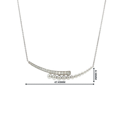 Double Beaded Crescent Natural Diamond Pendant in 18ct White Gold