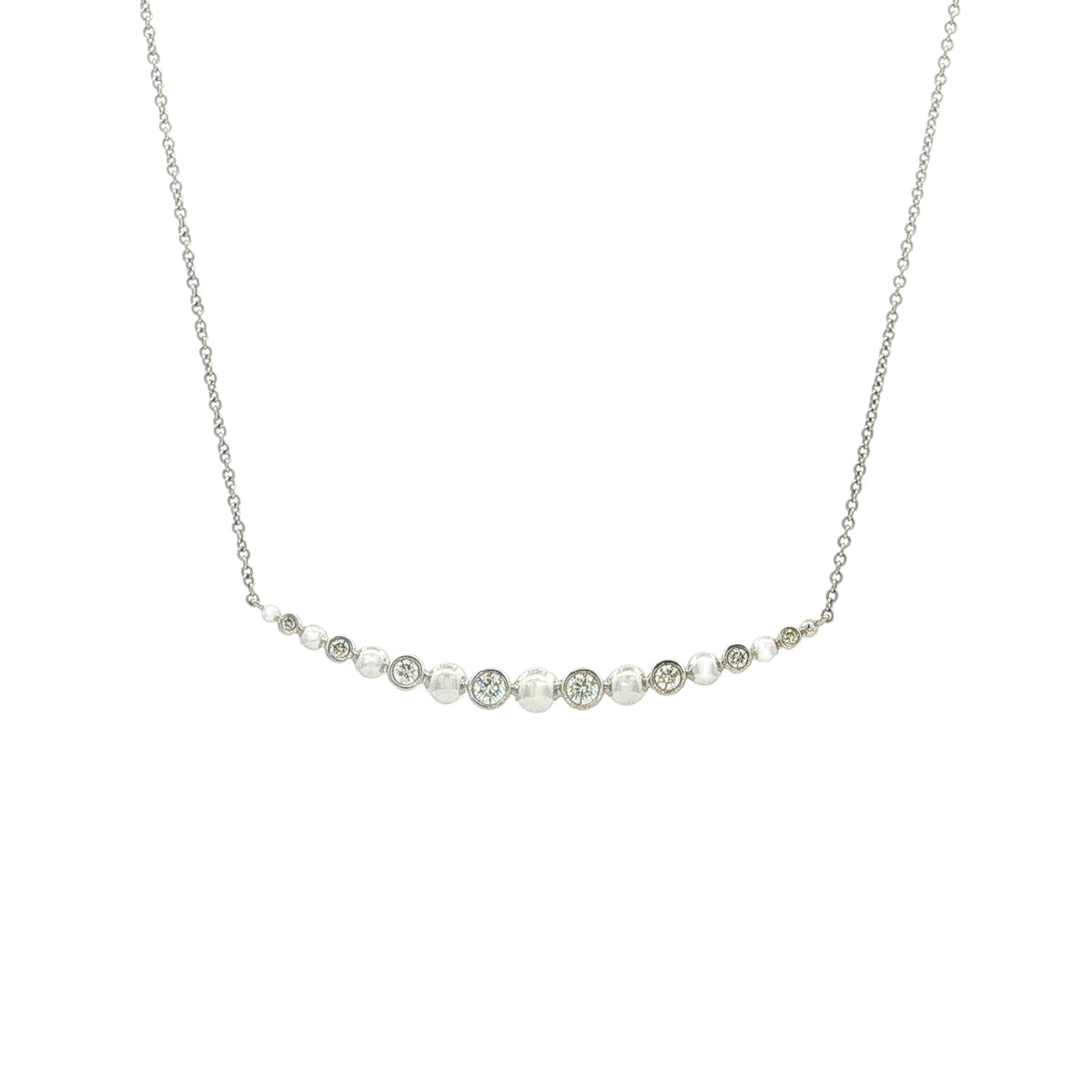 Crescent Shape Bezel 0.18ct Natural Diamond Pendant in 18ct White Gold