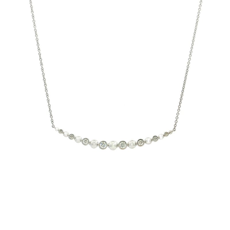 Crescent Shape Bezel 0.18ct Natural Diamond Pendant in 18ct White Gold