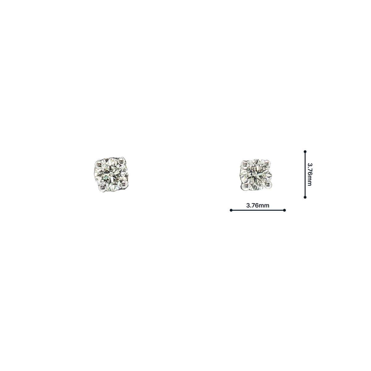 Natural Diamond Solitaire Stud Earrings in 18ct White Gold