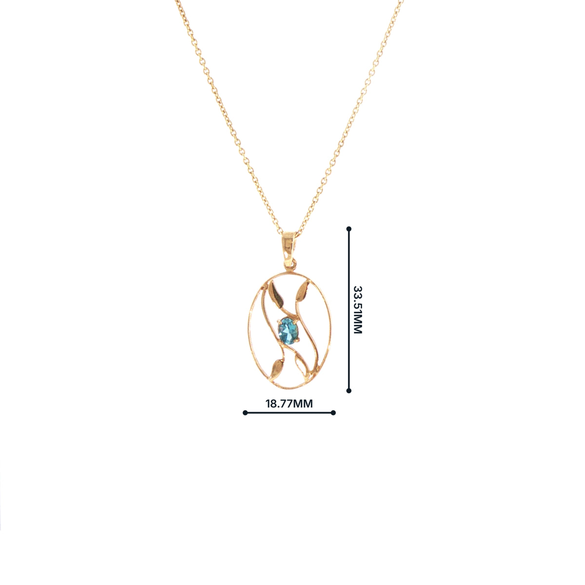 Oval Blue Topaz Pendant in 9ct Yellow Gold