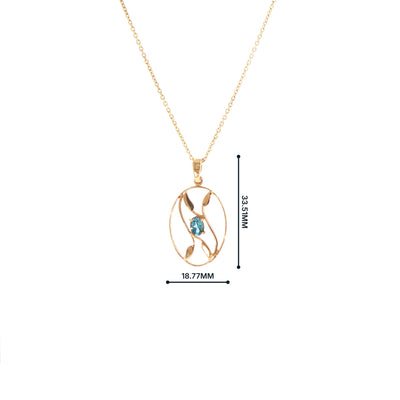 Oval Blue Topaz Pendant in 9ct Yellow Gold
