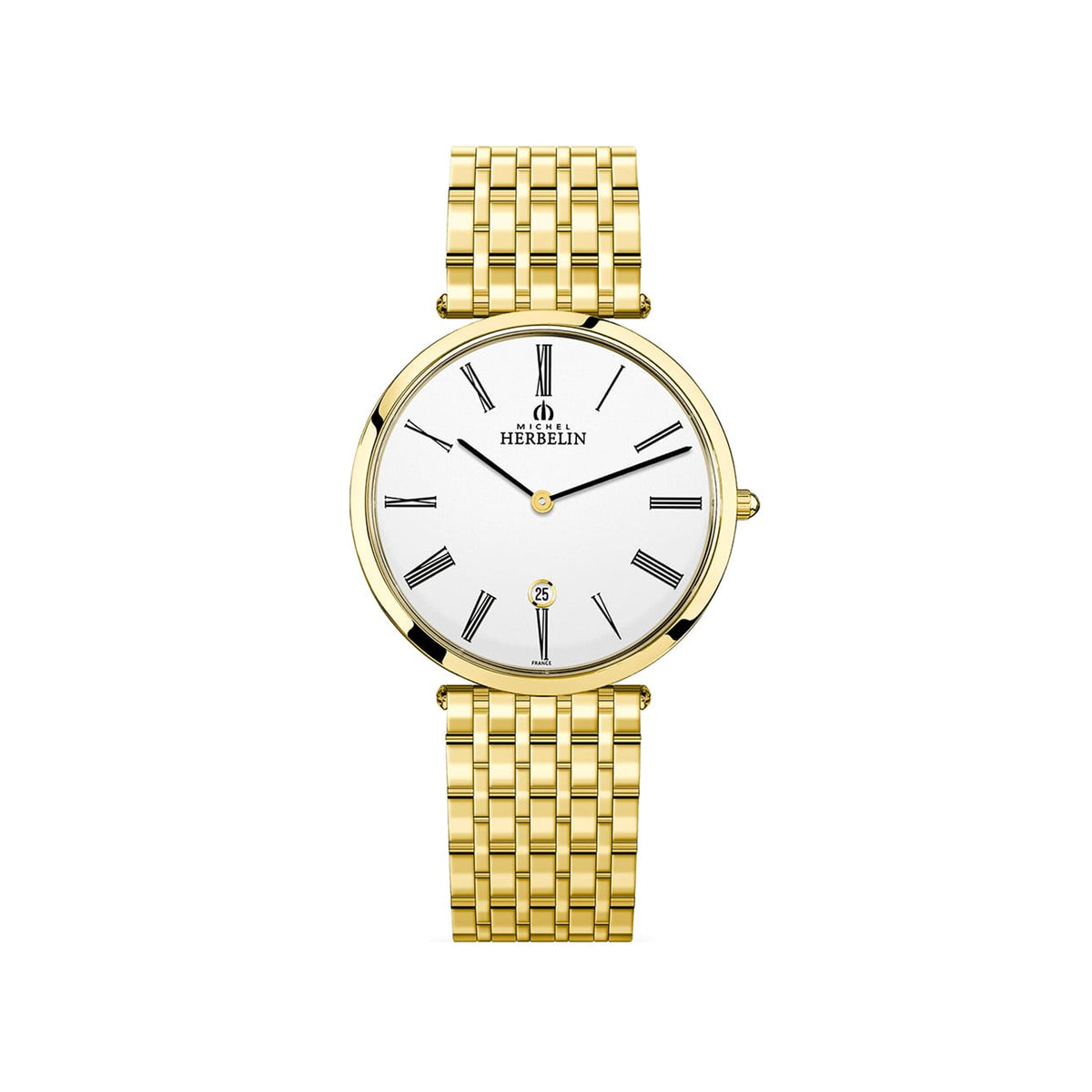 Gents Herbelin Epsilon ROM Date Watch Date on Bracelet in Yellow Gold