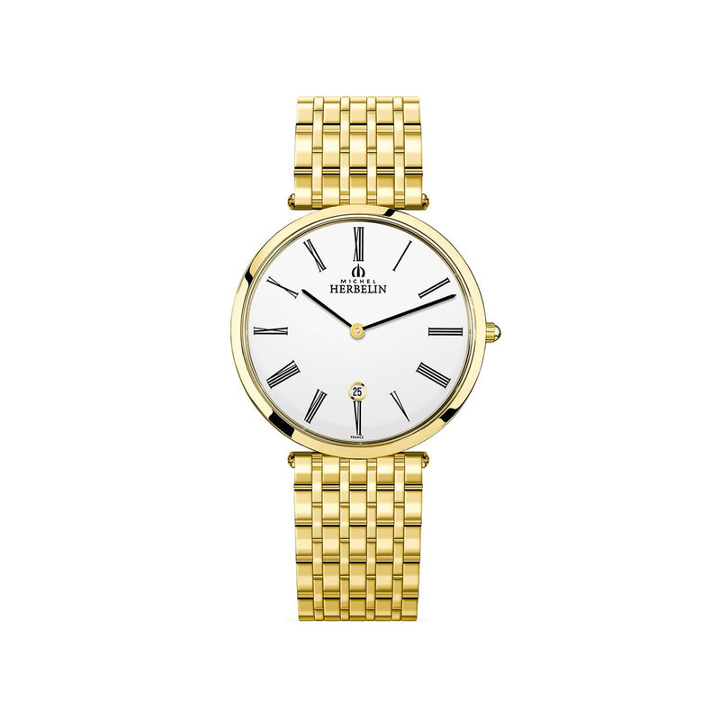 Gents Herbelin Epsilon ROM Date Watch Date on Bracelet in Yellow Gold