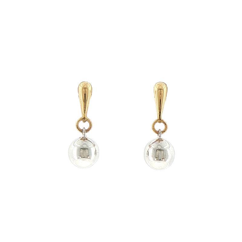 Two-Tone Spherical Drop Earrings in 18ct White and Yellow Gold