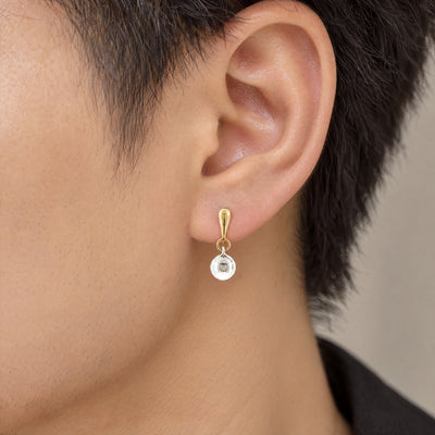 Two-Tone Spherical Drop Earrings in 18ct White and Yellow Gold