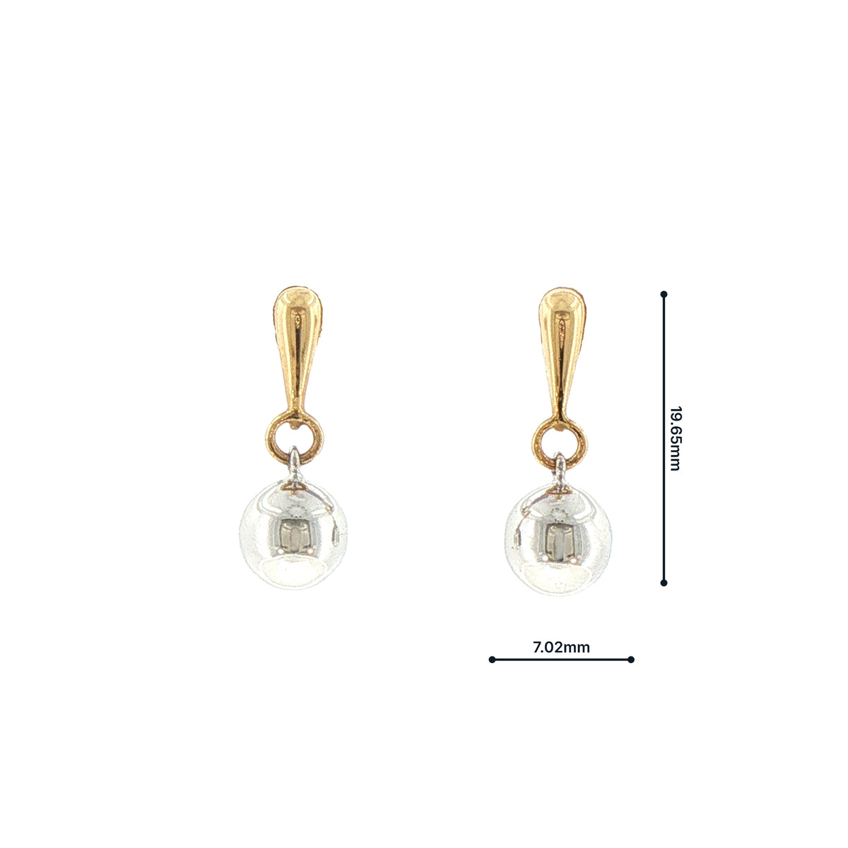 Two-Tone Spherical Drop Earrings in 18ct White and Yellow Gold