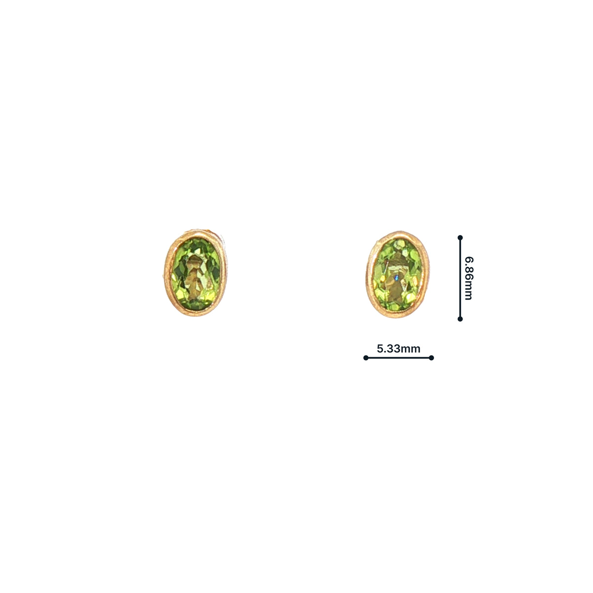 Rub Over Natural Peridot Stud Earrings in 9ct Yellow Gold