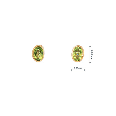 Rub Over Natural Peridot Stud Earrings in 9ct Yellow Gold