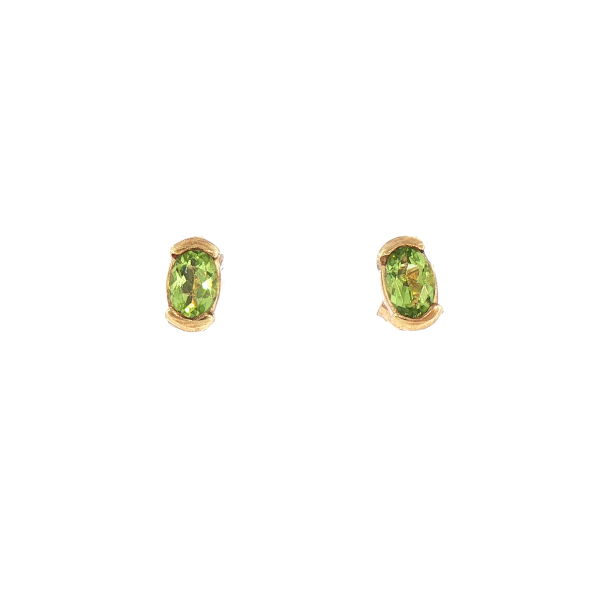 Oval Peridot Set Stud Earrings in 9ct Yellow Gold