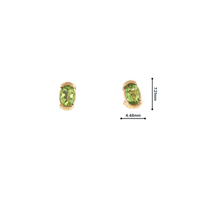 Oval Peridot Set Stud Earrings in 9ct Yellow Gold
