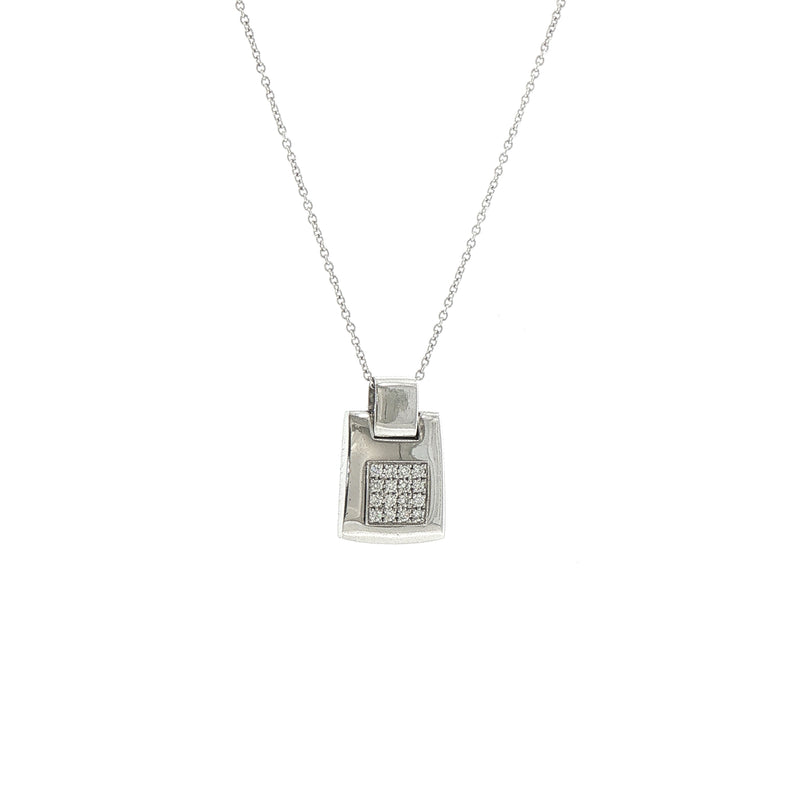 Vintage Chaumet Square Pendant and Chain in 18ct White Gold