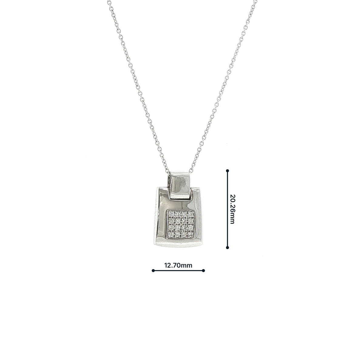 Vintage Chaumet Square Pendant and Chain in 18ct White Gold