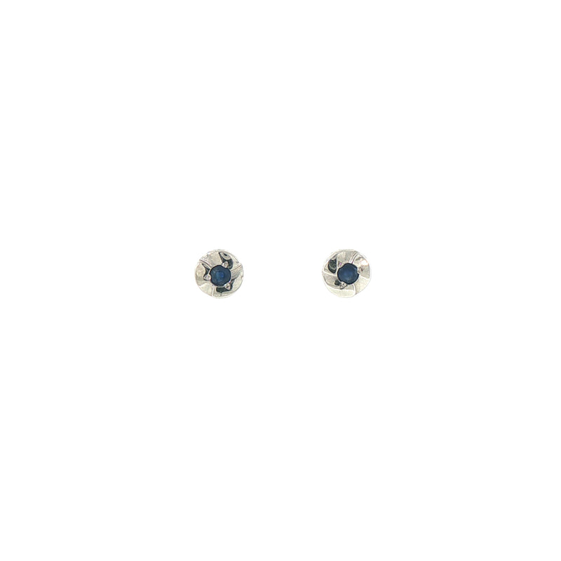 Round Sapphire Stud Earrings in 9ct White Gold