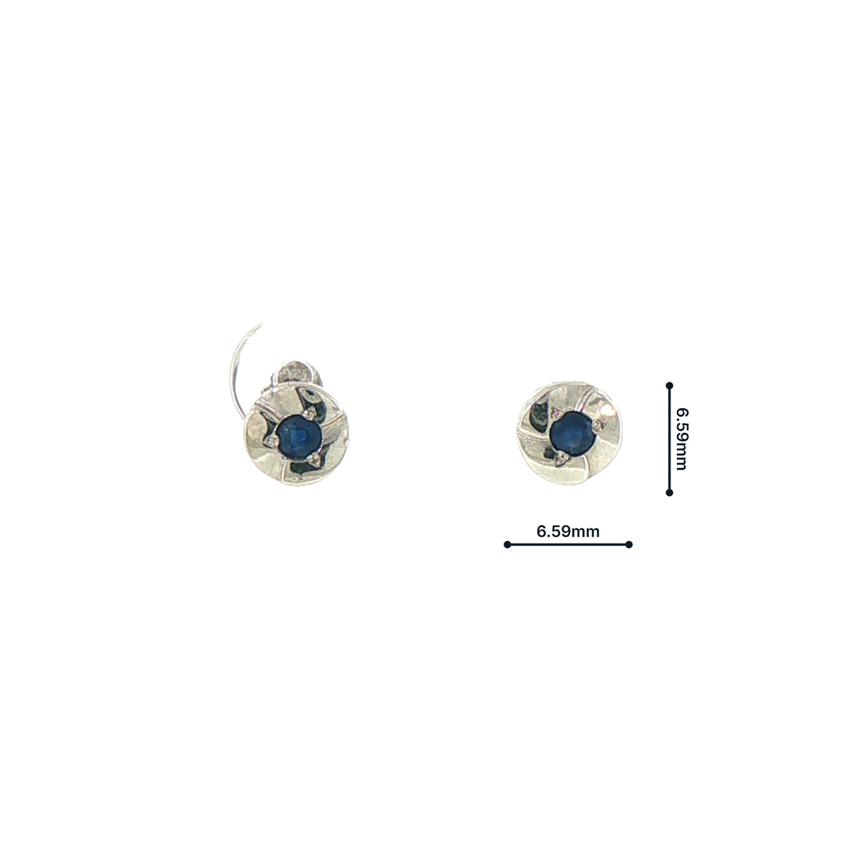 Round Sapphire Stud Earrings in 9ct White Gold