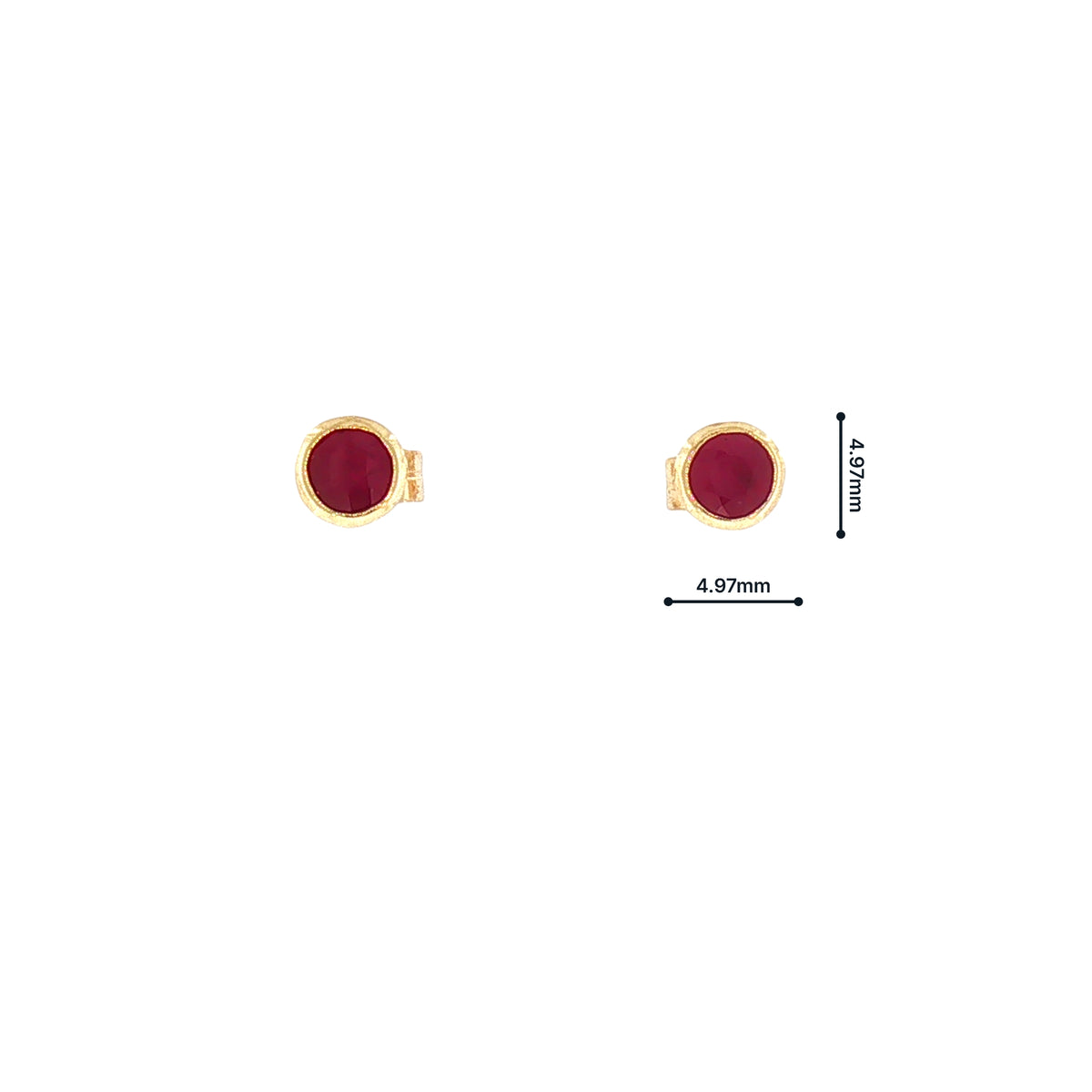 Round Ruby Stud Earrings in 9ct Yellow Gold