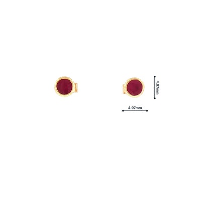 Round Ruby Stud Earrings in 9ct Yellow Gold