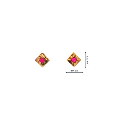 Small Garnet Square Stud Earrings in 9ct Yellow Gold