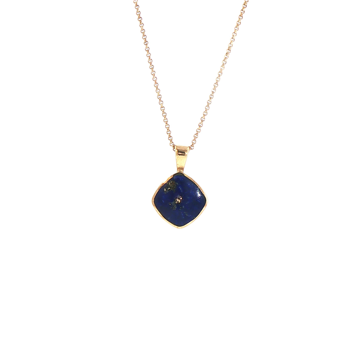 Vintage Natural Lapis Lazuli Pendant in 9ct Yellow Gold