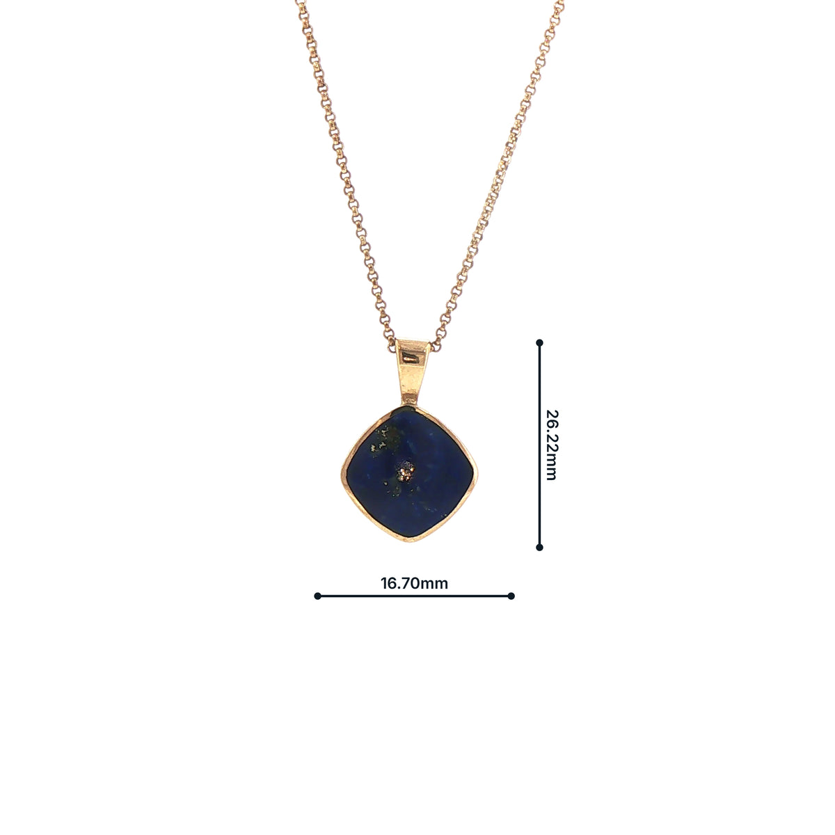Vintage Natural Lapis Lazuli Pendant in 9ct Yellow Gold