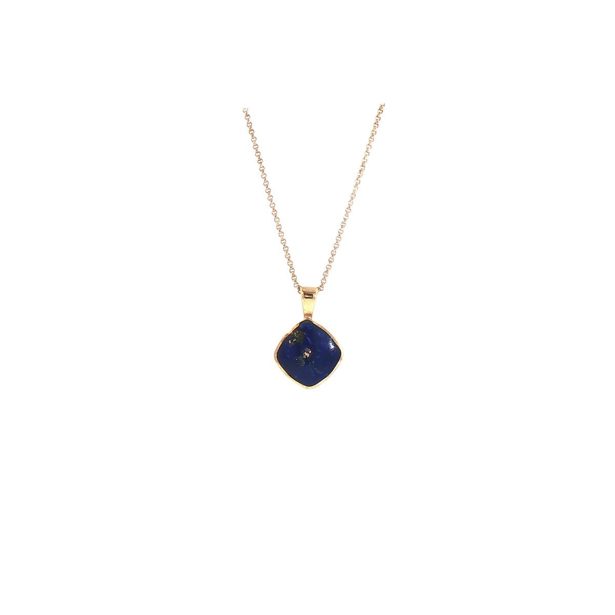 Vintage Natural Lapis Lazuli Pendant in 9ct Yellow Gold