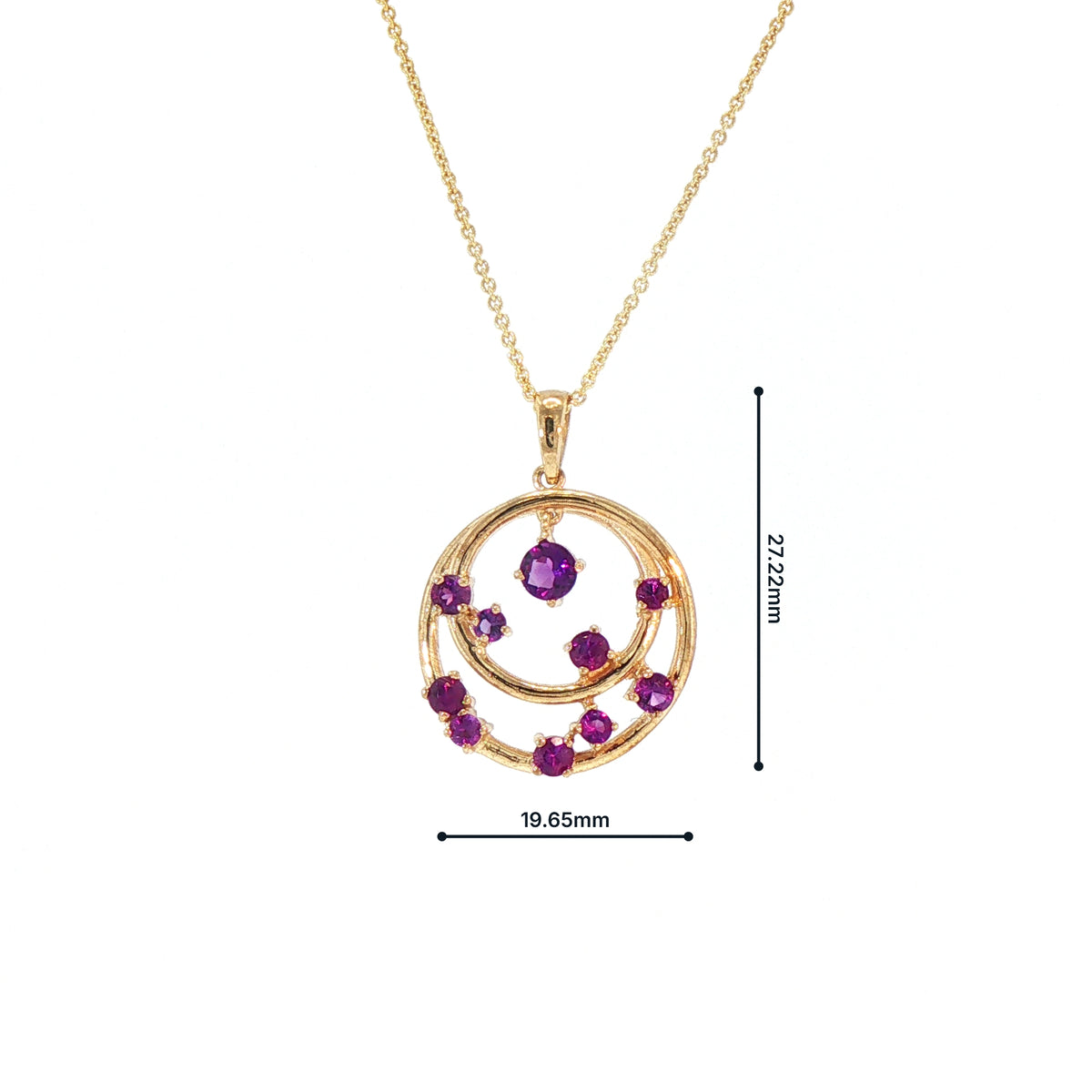 Vintage-Inspired Amethyst Concentric Circle Pendant in 9ct Yellow Gold