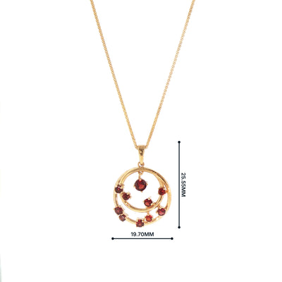 Circular Multi-Stone Garnet Pendant in 9ct Yellow Gold